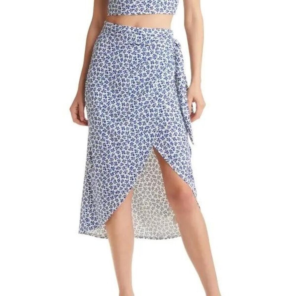 Reformation Rika floral print wrap skirt